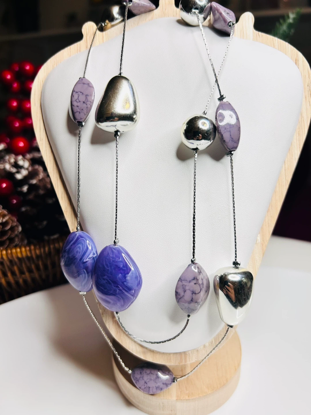 Purple & Silver Tone Necklace - photo 3