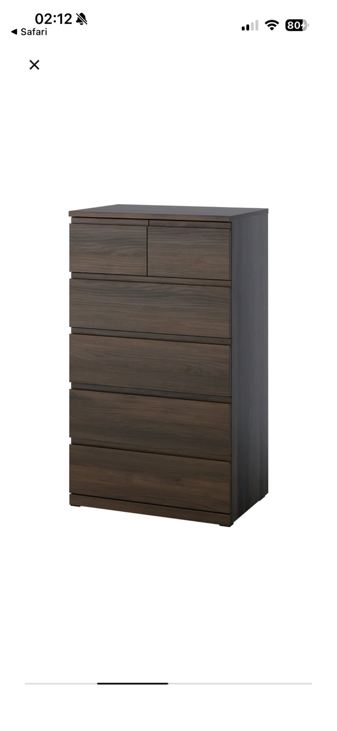 IKEA STORLINTA 6-Drawer Chest - Dark Brown - photo 2
