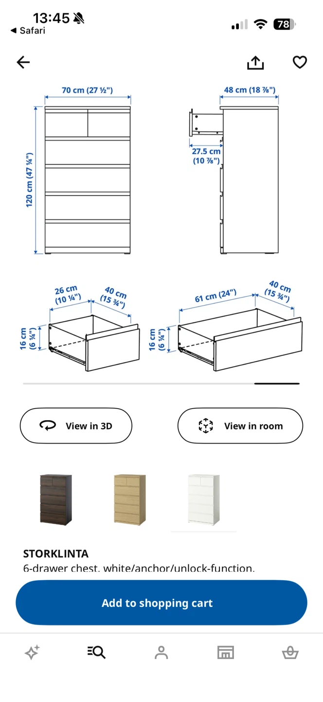 IKEA STORLINTA 6-Drawer Chest - Dark Brown - photo 3