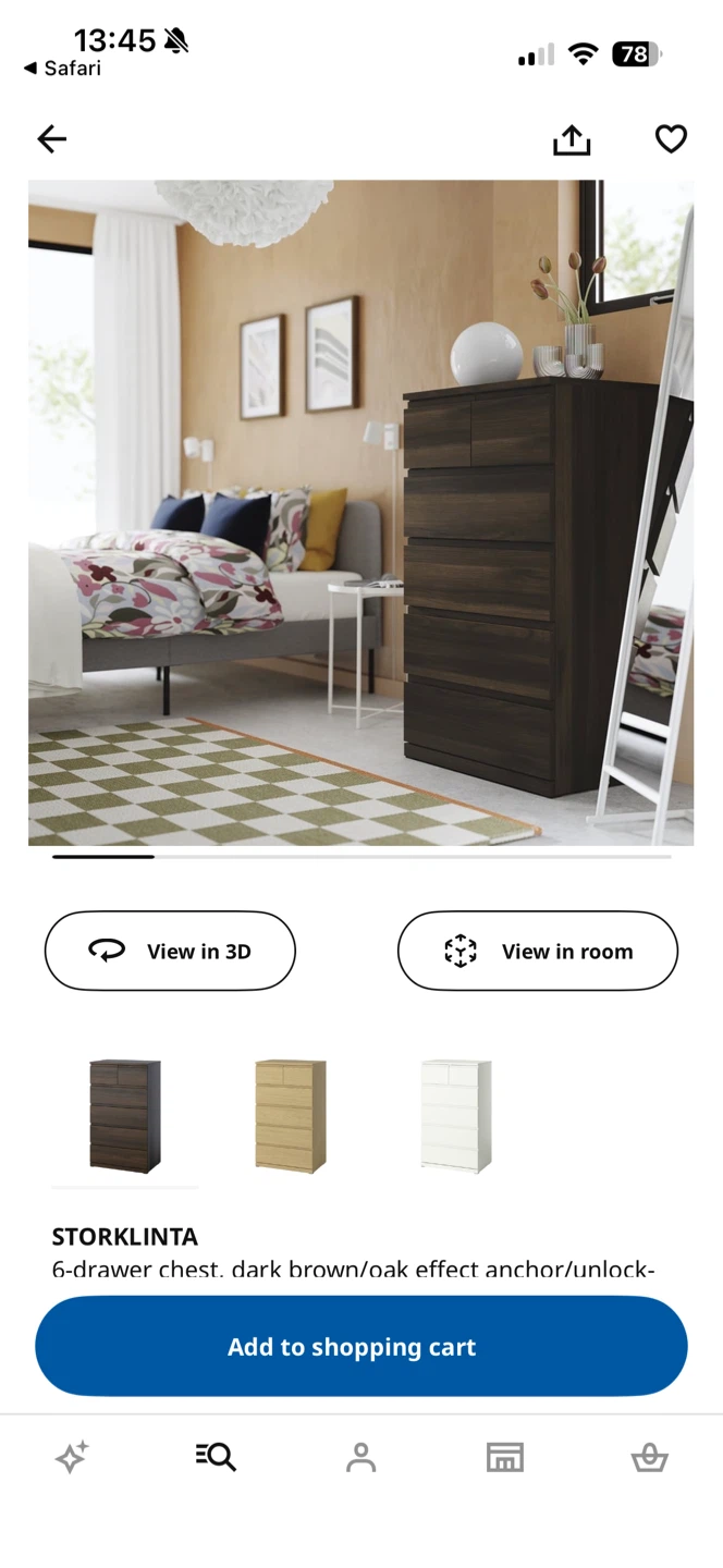 IKEA STORLINTA 6-Drawer Chest - Dark Brown
