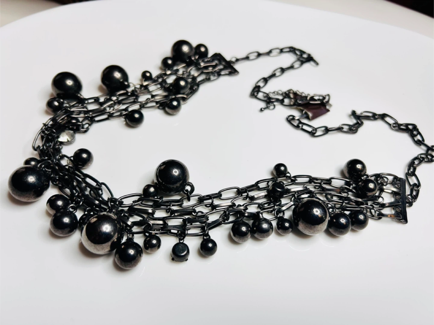 Silver Tone Beaded Chain Necklace - photo 3