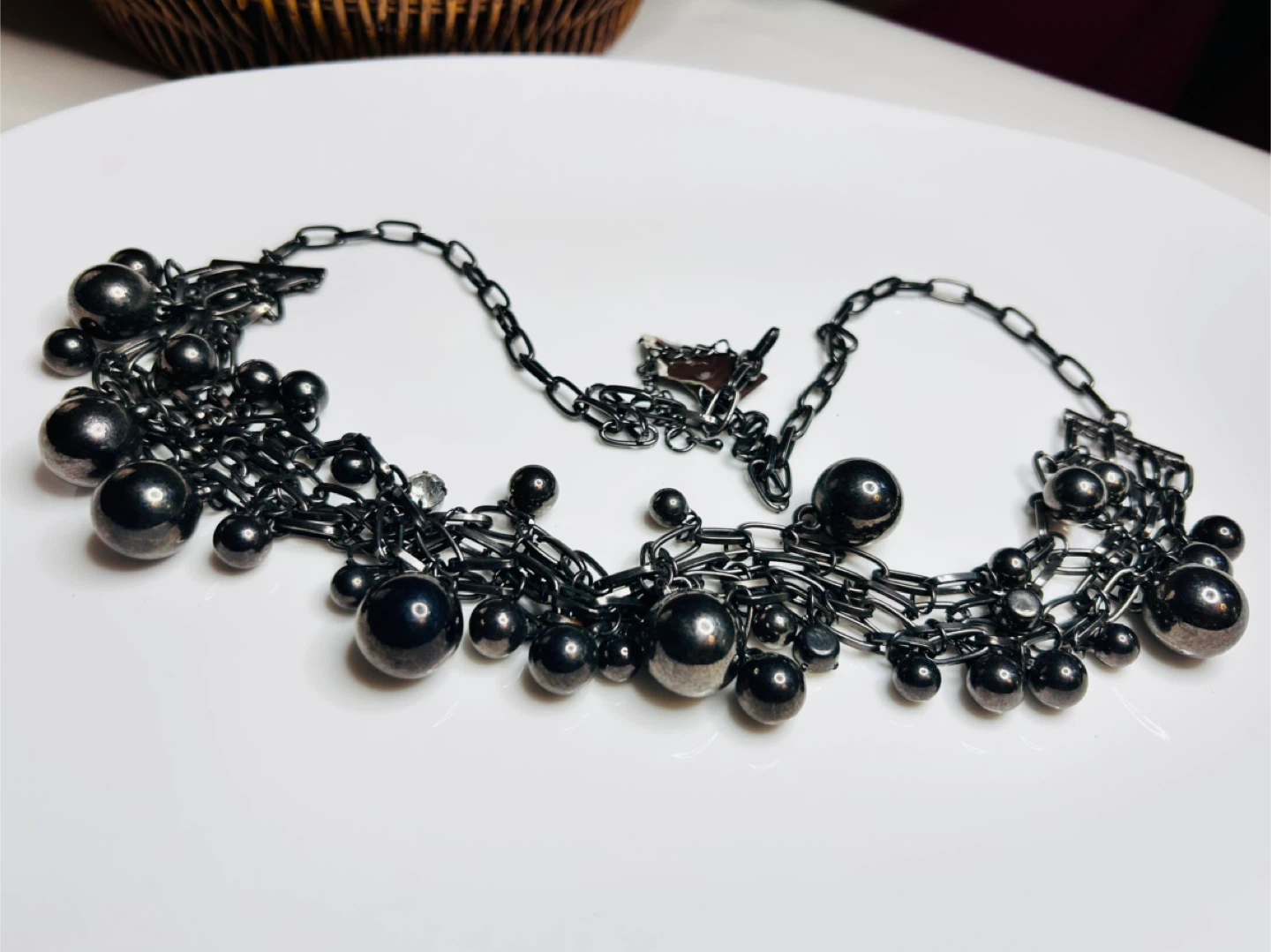 Silver Tone Beaded Chain Necklace - photo 2