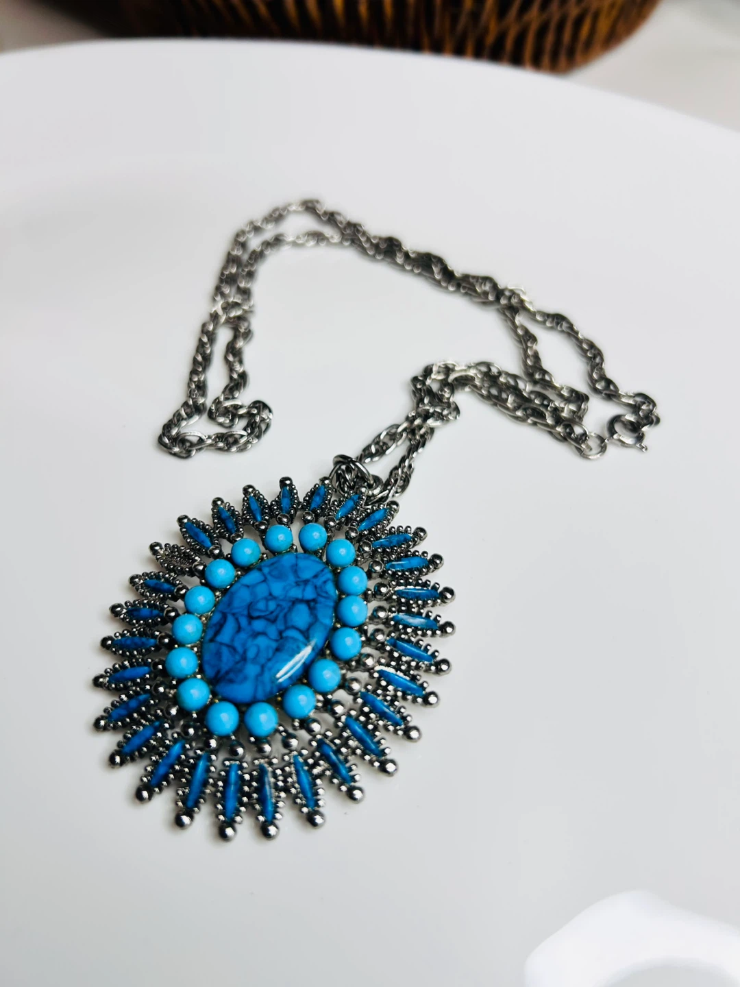 Turquoise & Silver Tone Necklace - photo 4