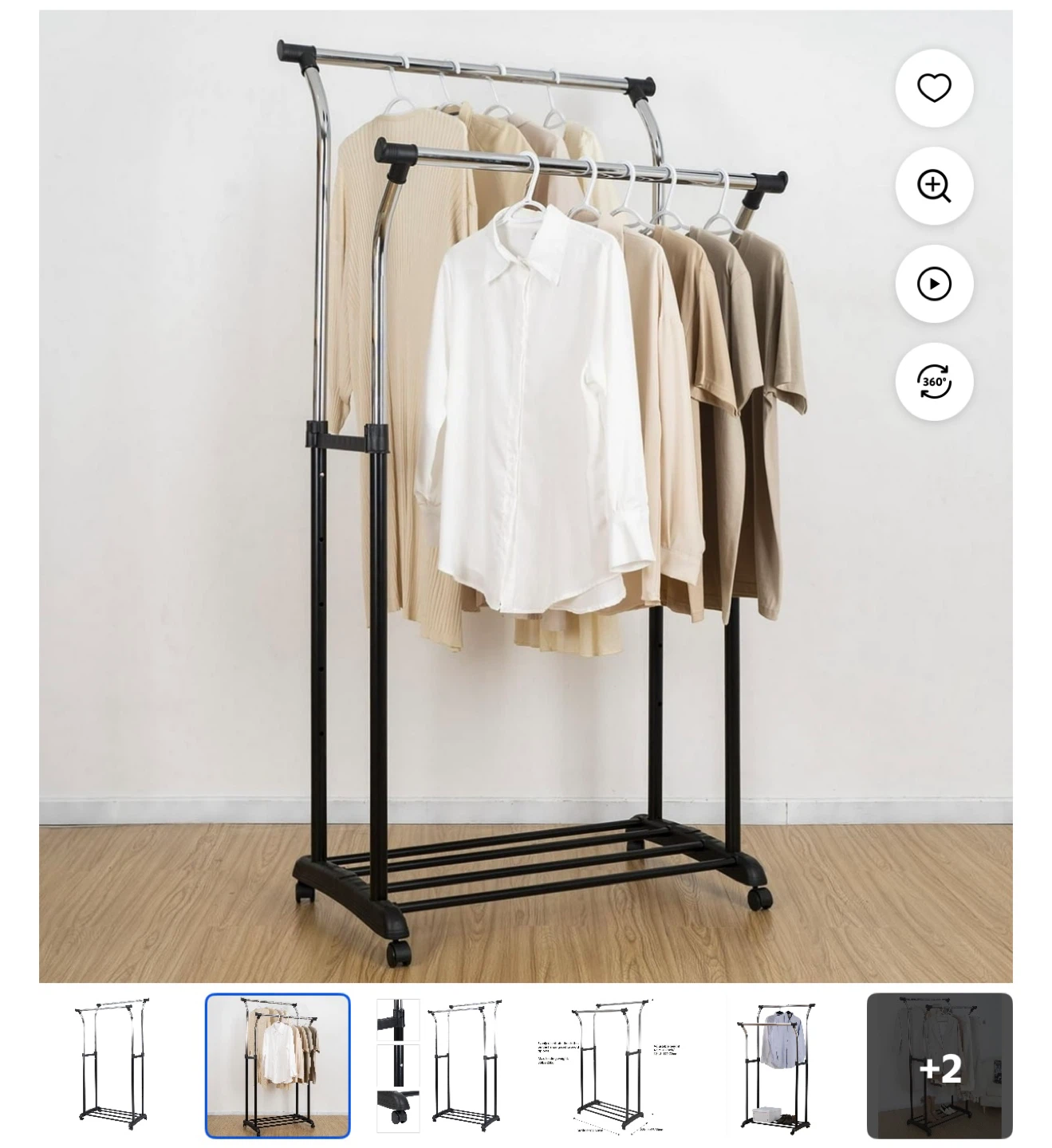 Mainstays Double Rod Garment Rack - Black/Chrome - photo 2
