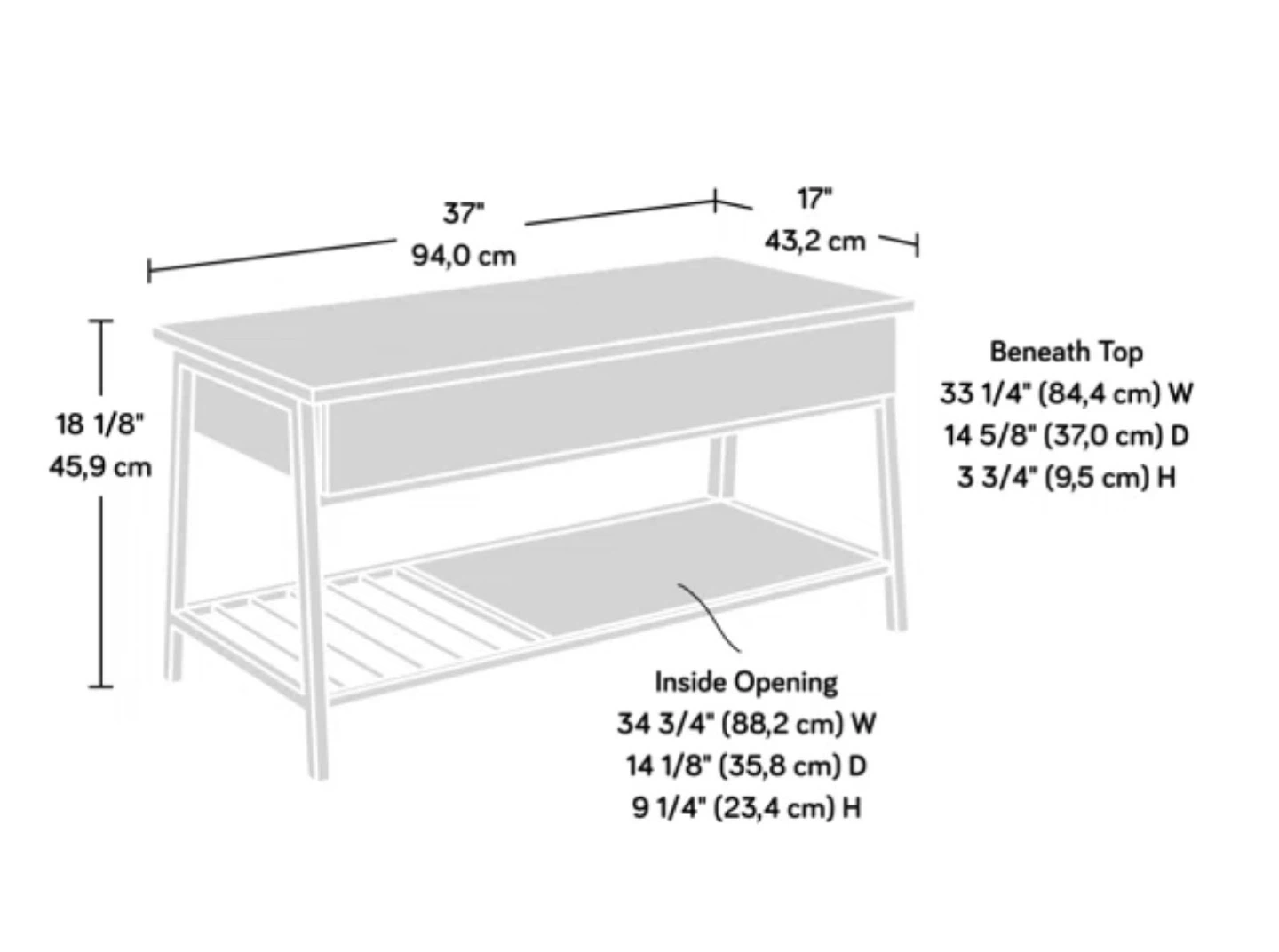 Lift Top Coffee Table - Dark Brown - photo 2