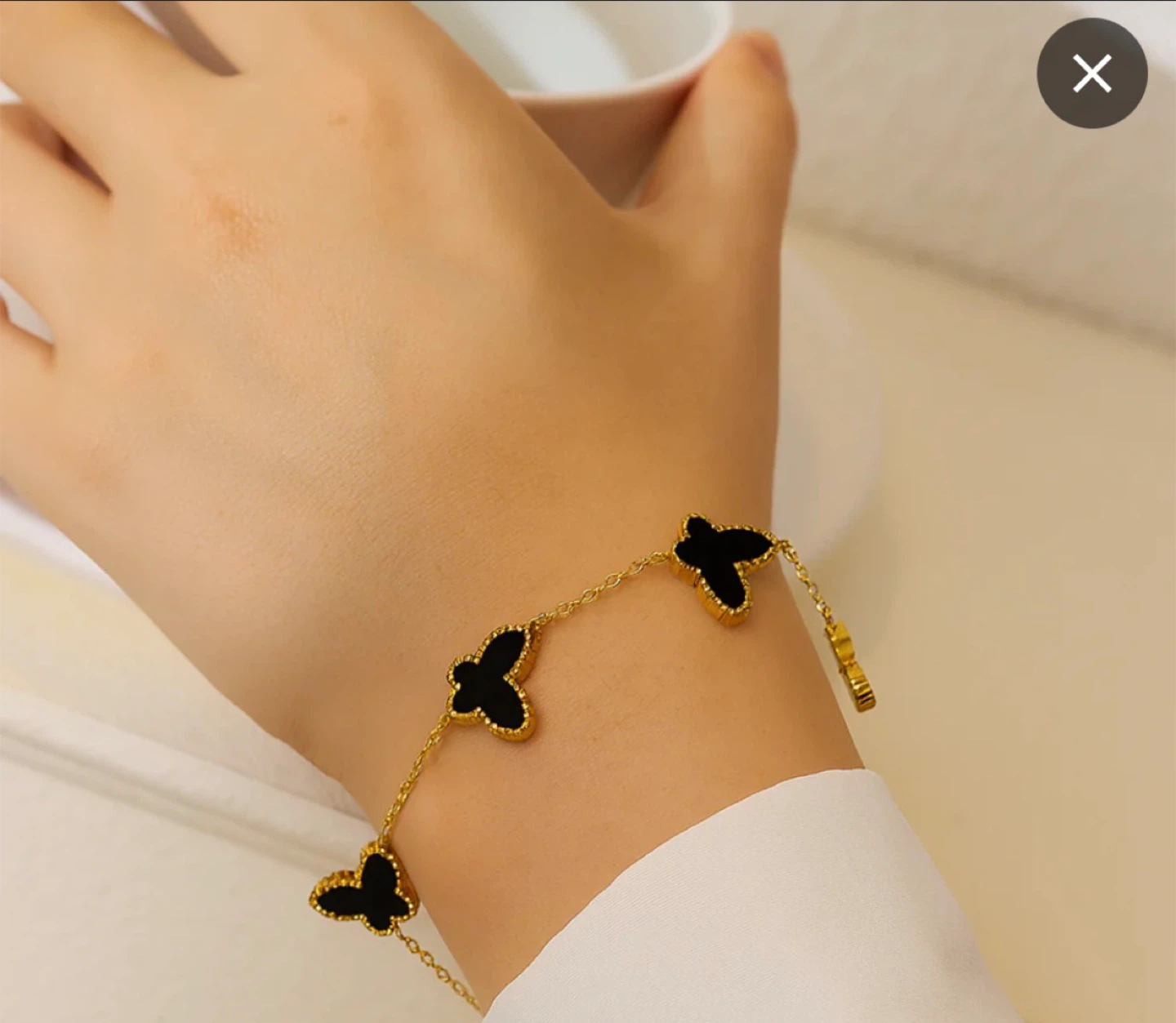 Butterfly Charm Bracelet - Gold & Black