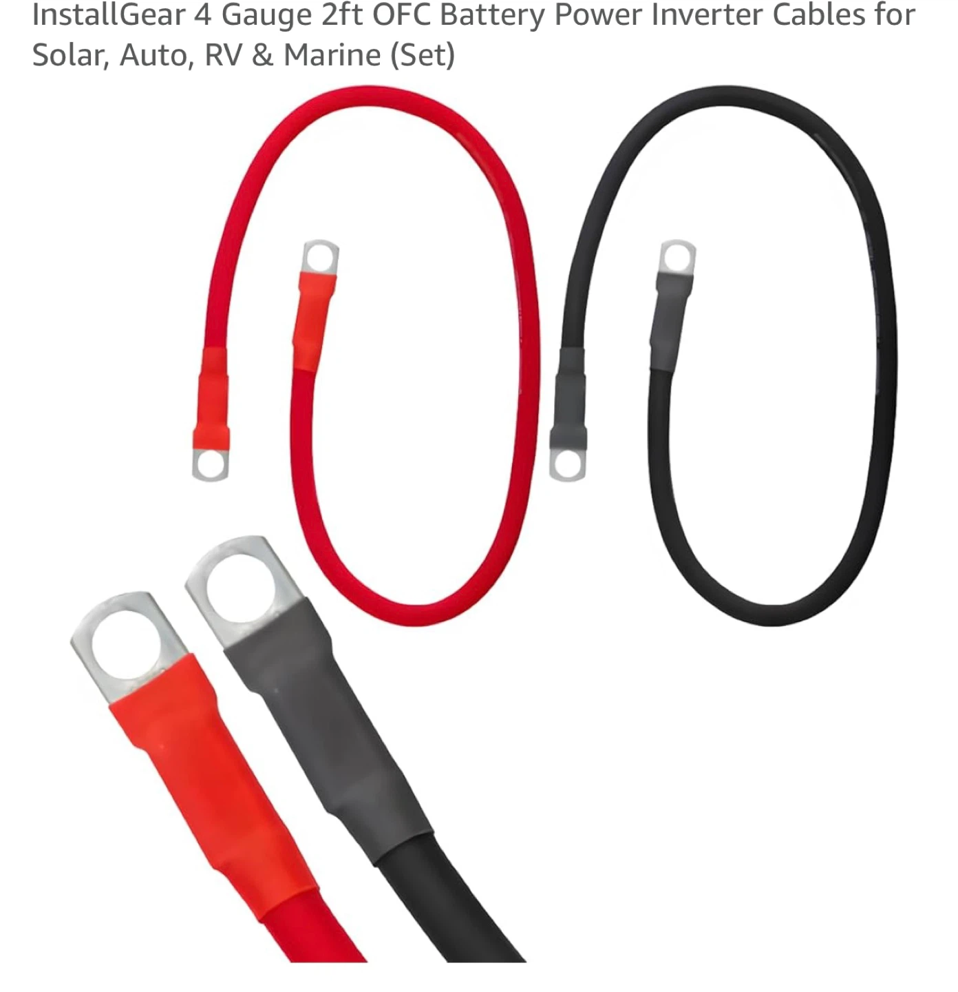 InstallGear 4 Gauge 2ft OFC Battery Power Inverter Cables - photo 2