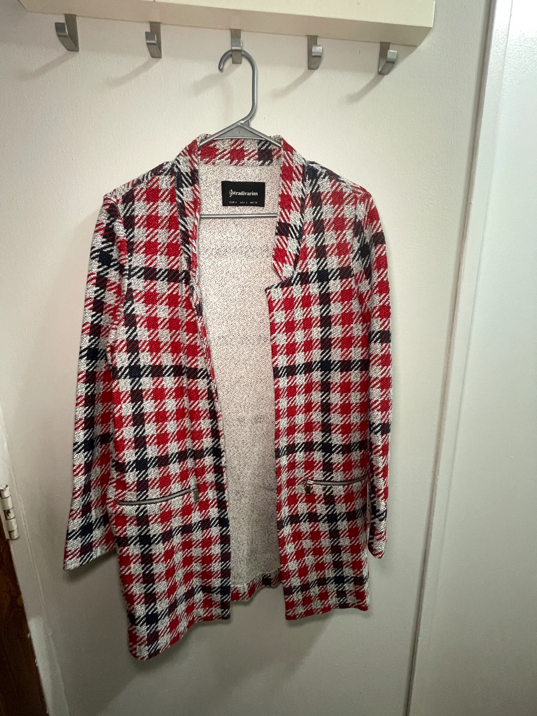 Red & Black Plaid Coat Size S
