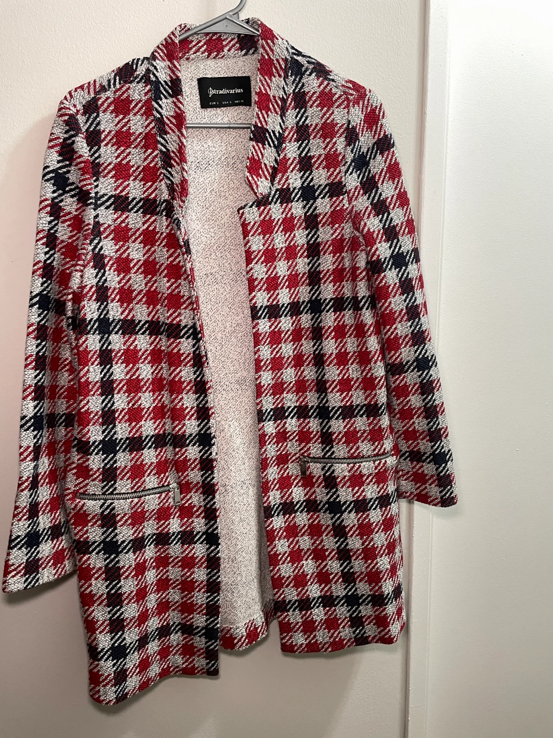 Red & Black Plaid Coat Size S - photo 2