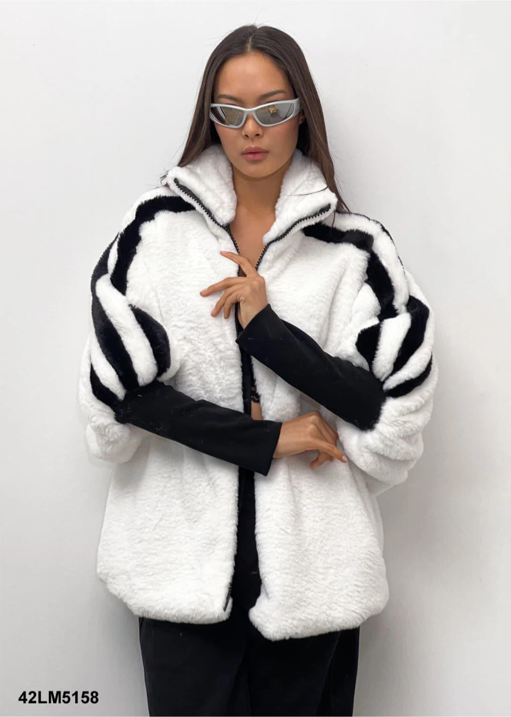 White & Black Fleece Jacket