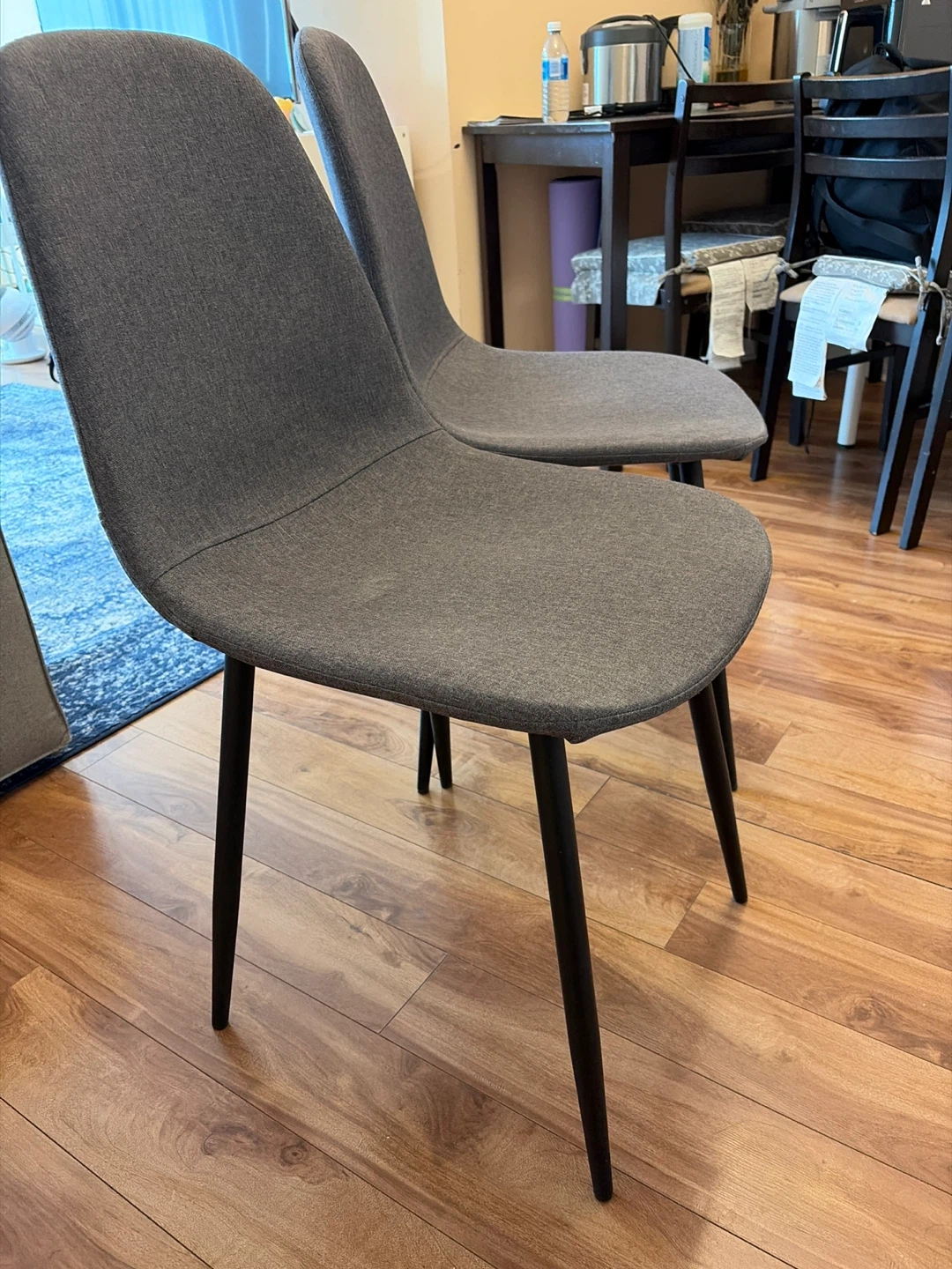 Set of Two Grey Dining Chairs