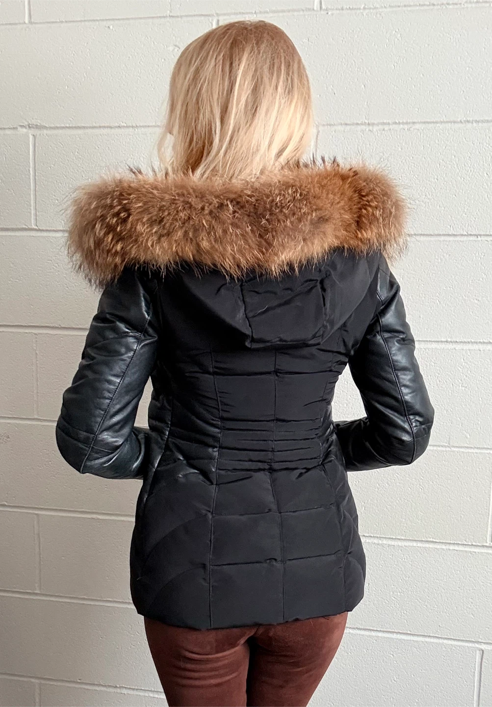 Danier  Black Leather & Fur Trimmed Down-Filled Winter Coat - photo 2