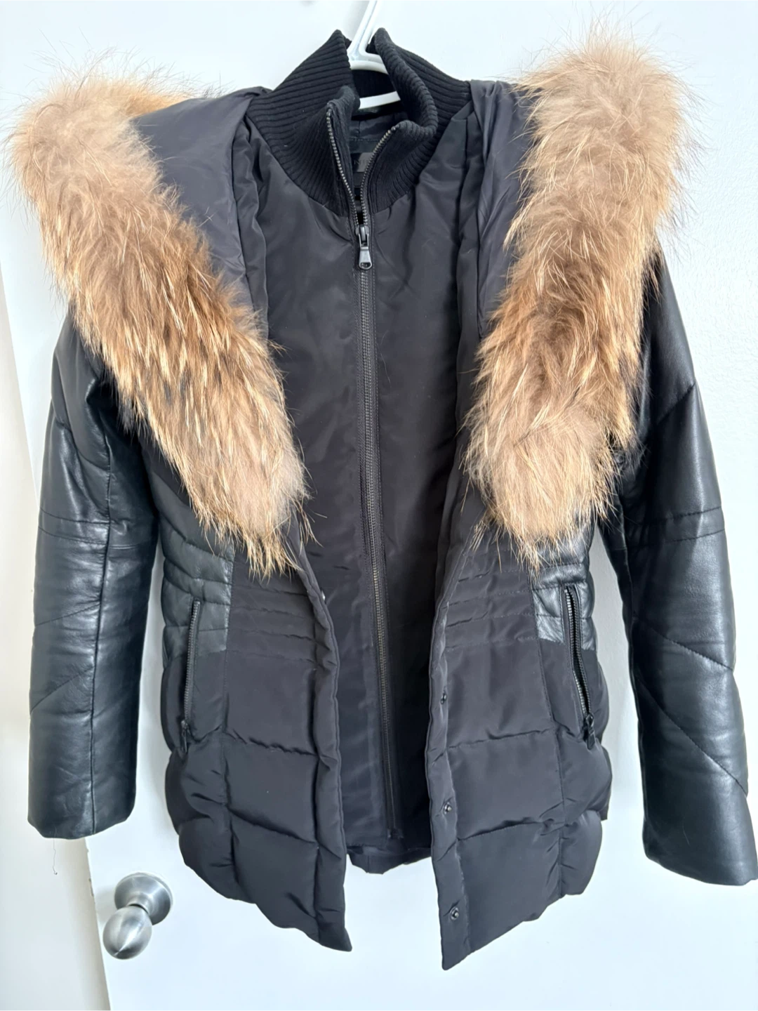 Danier  Black Leather & Fur Trimmed Down-Filled Winter Coat - photo 4