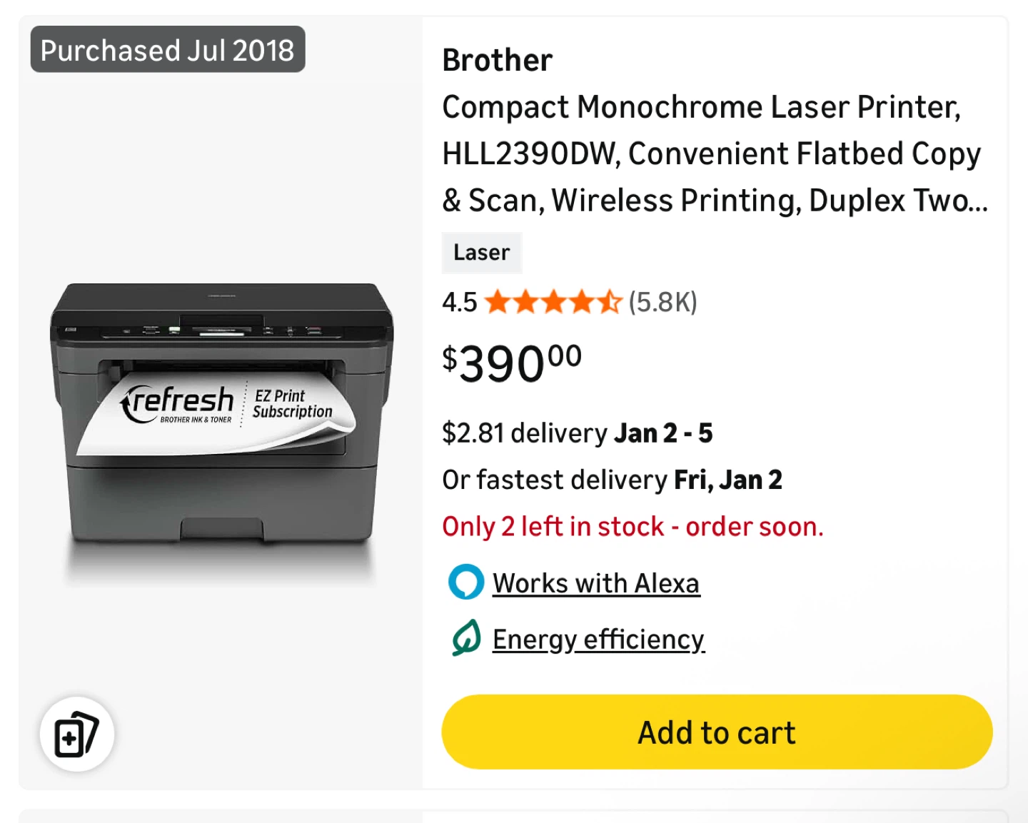 Brother HLL2390DW Compact Monochrome Laser Printer - photo 4
