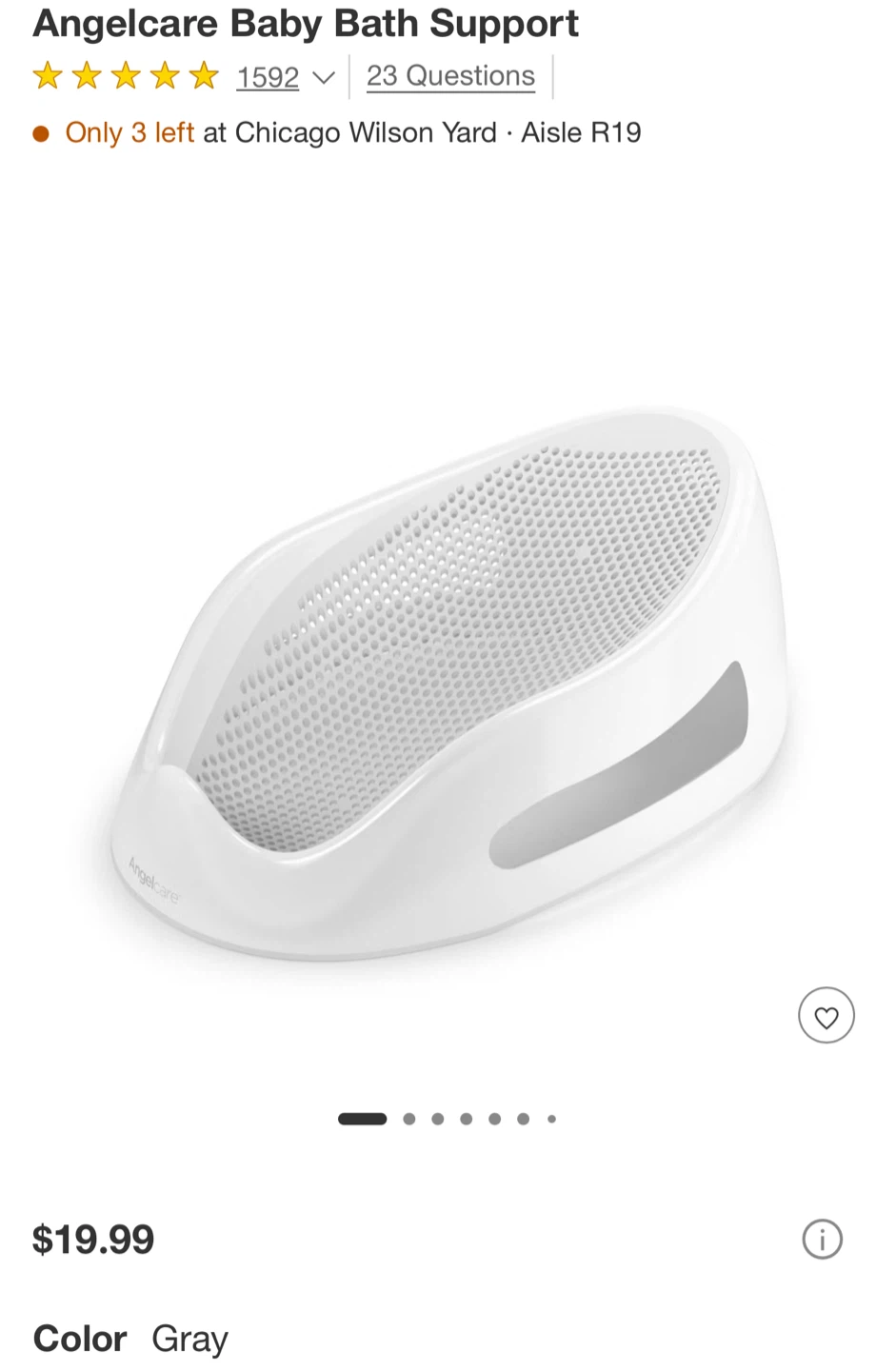 Angelcare Baby Bath Support - Gray