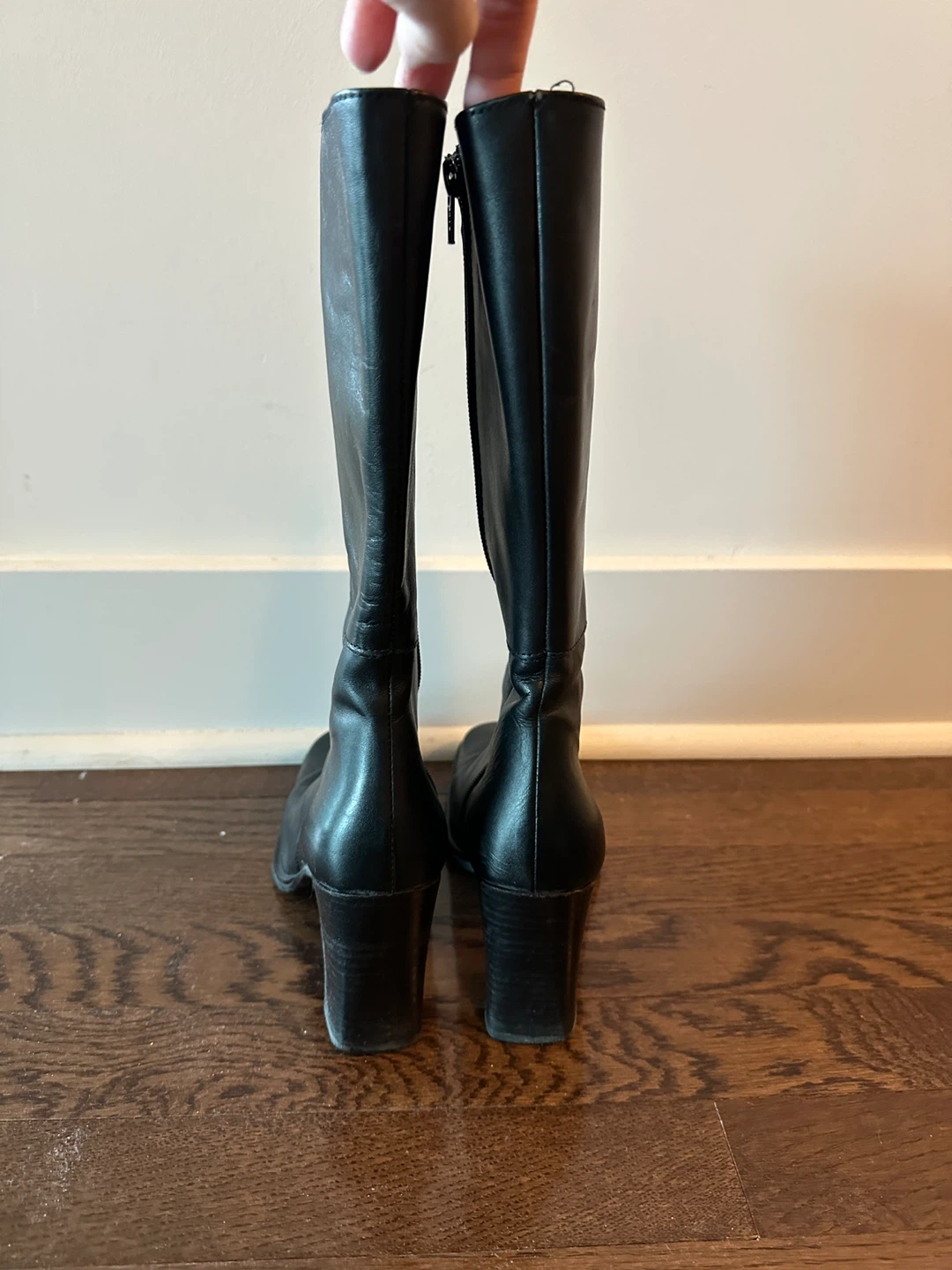 Black Leather High Heel Boots - size 37 - photo 4