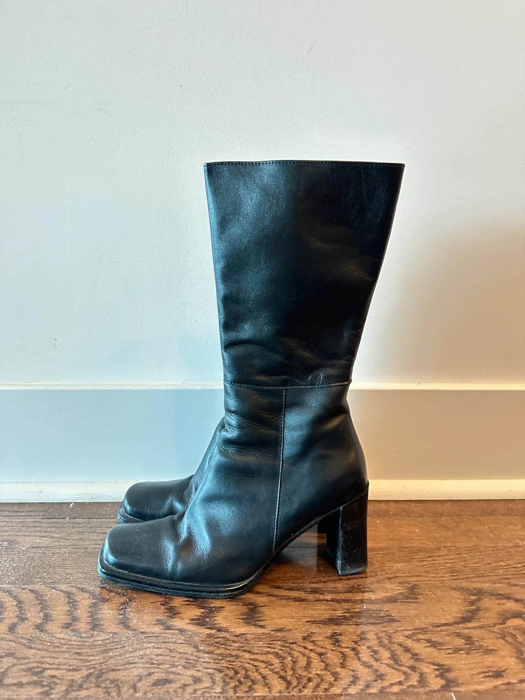 Black Leather High Heel Boots - size 37 - photo 3