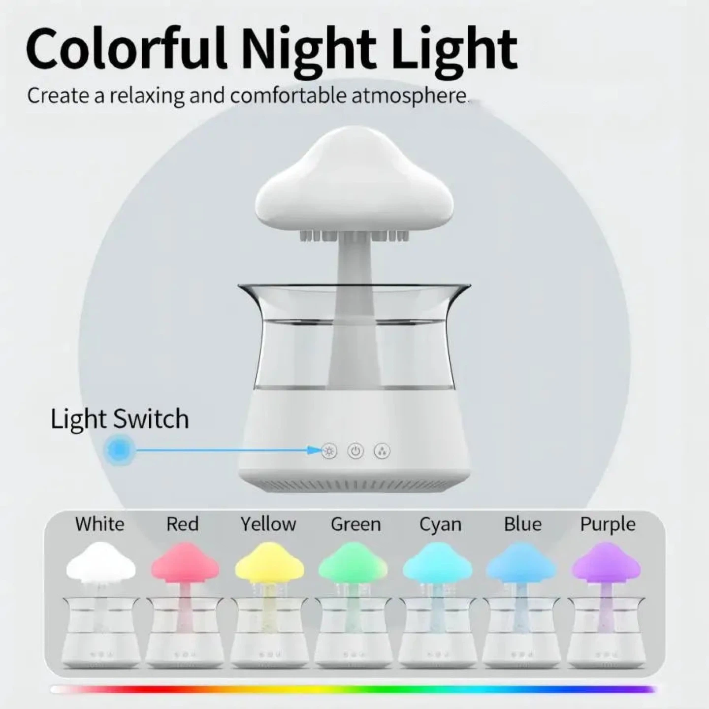 New Aroma Diffuser Rain Cloud Humidifier - 7 Colors Night Light