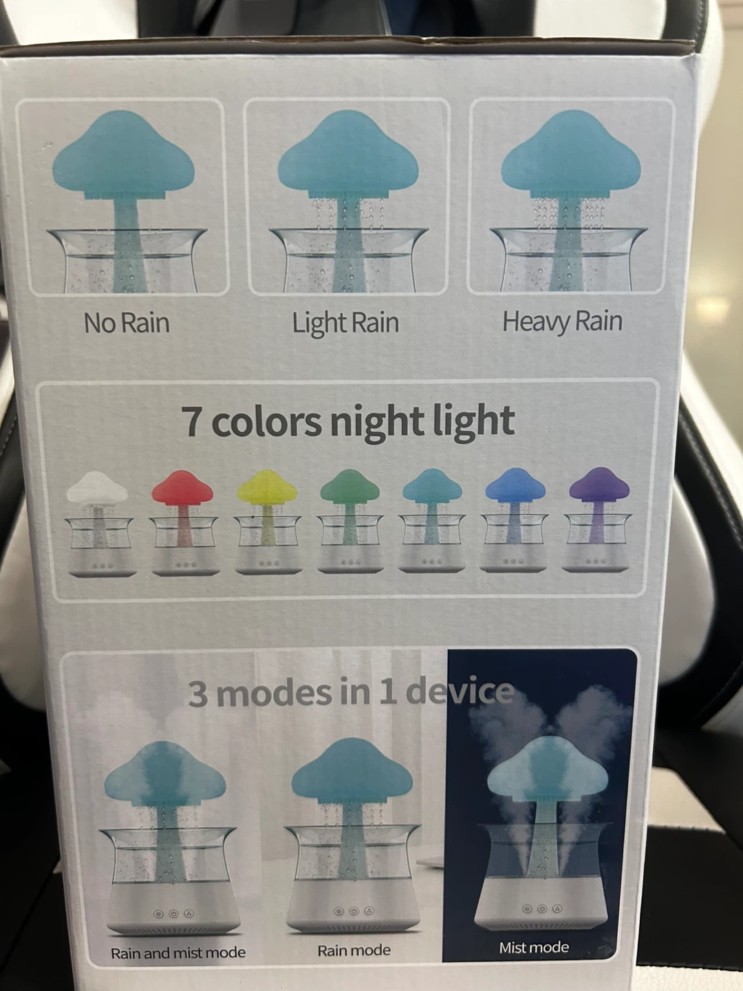 New Aroma Diffuser Rain Cloud Humidifier - 7 Colors Night Light - photo 4