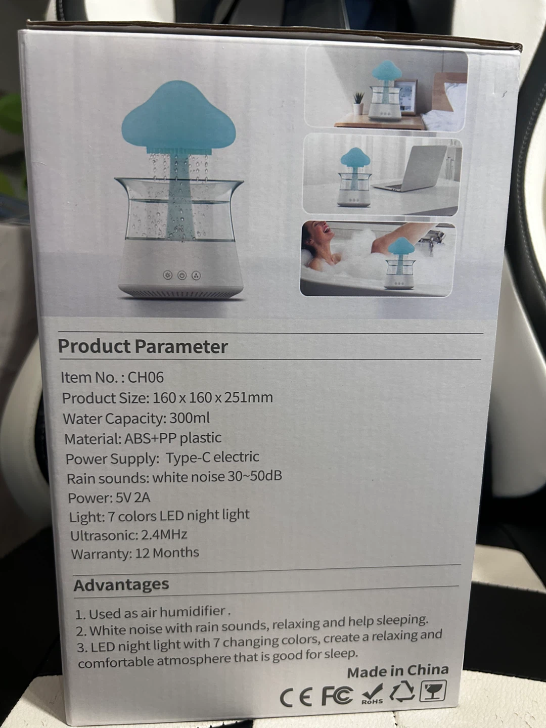 New Aroma Diffuser Rain Cloud Humidifier - 7 Colors Night Light - photo 2