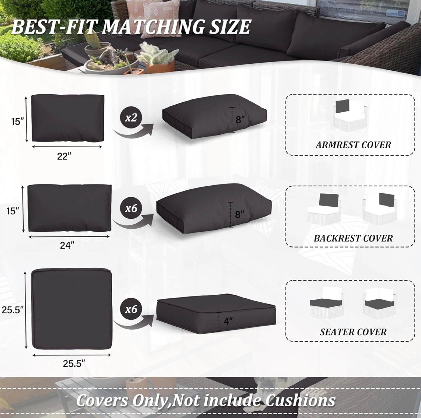Rattant sofa cushion covers 14Pcs - photo 2