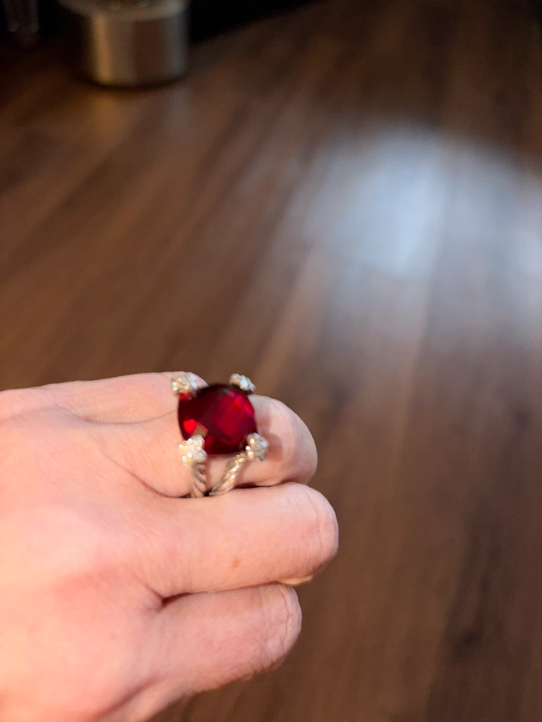 David Yurman Cushion on Point Garnet Diamond Ring Size 5.25 - photo 2