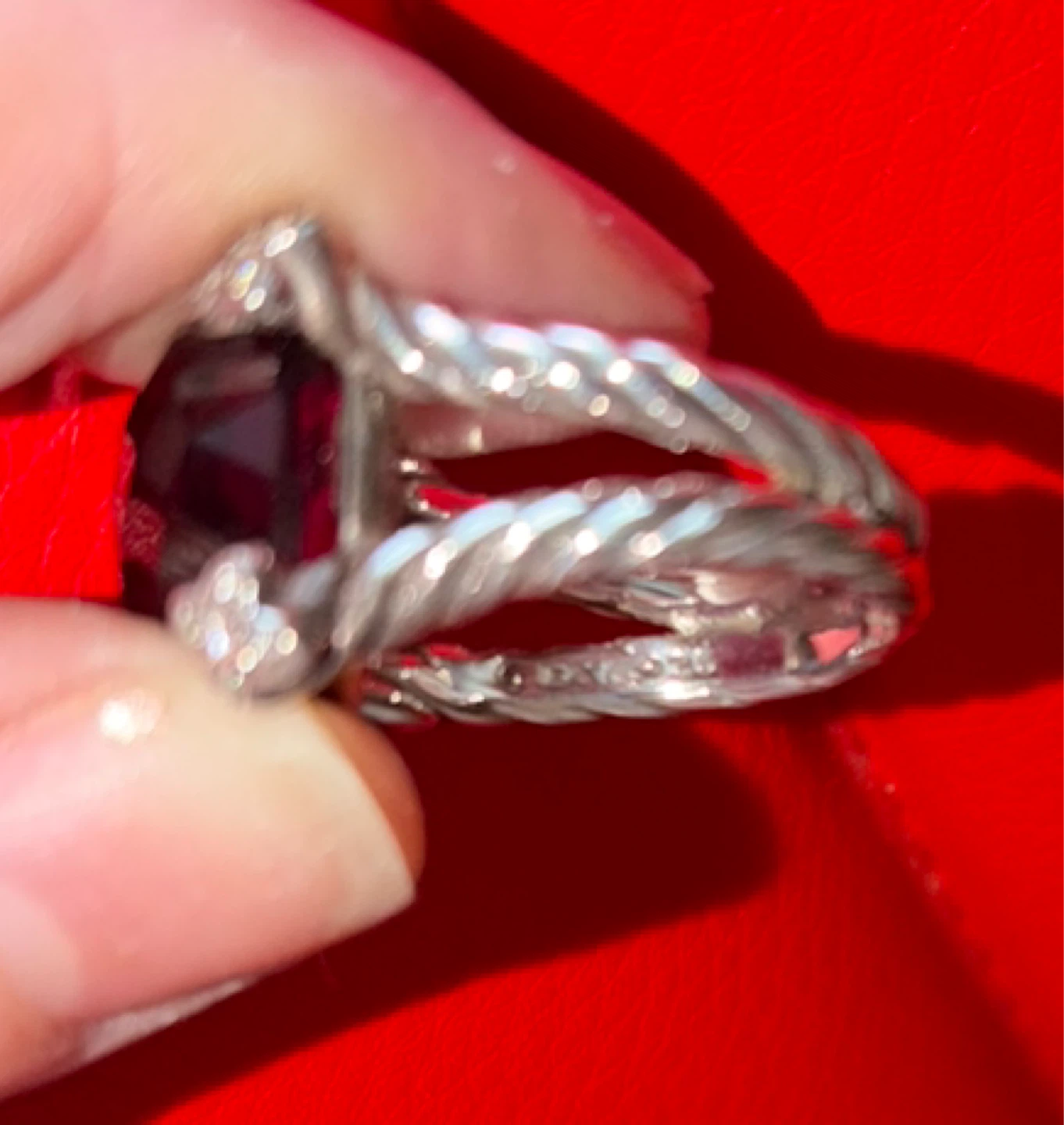 David Yurman Cushion on Point Garnet Diamond Ring Size 5.25 - photo 4