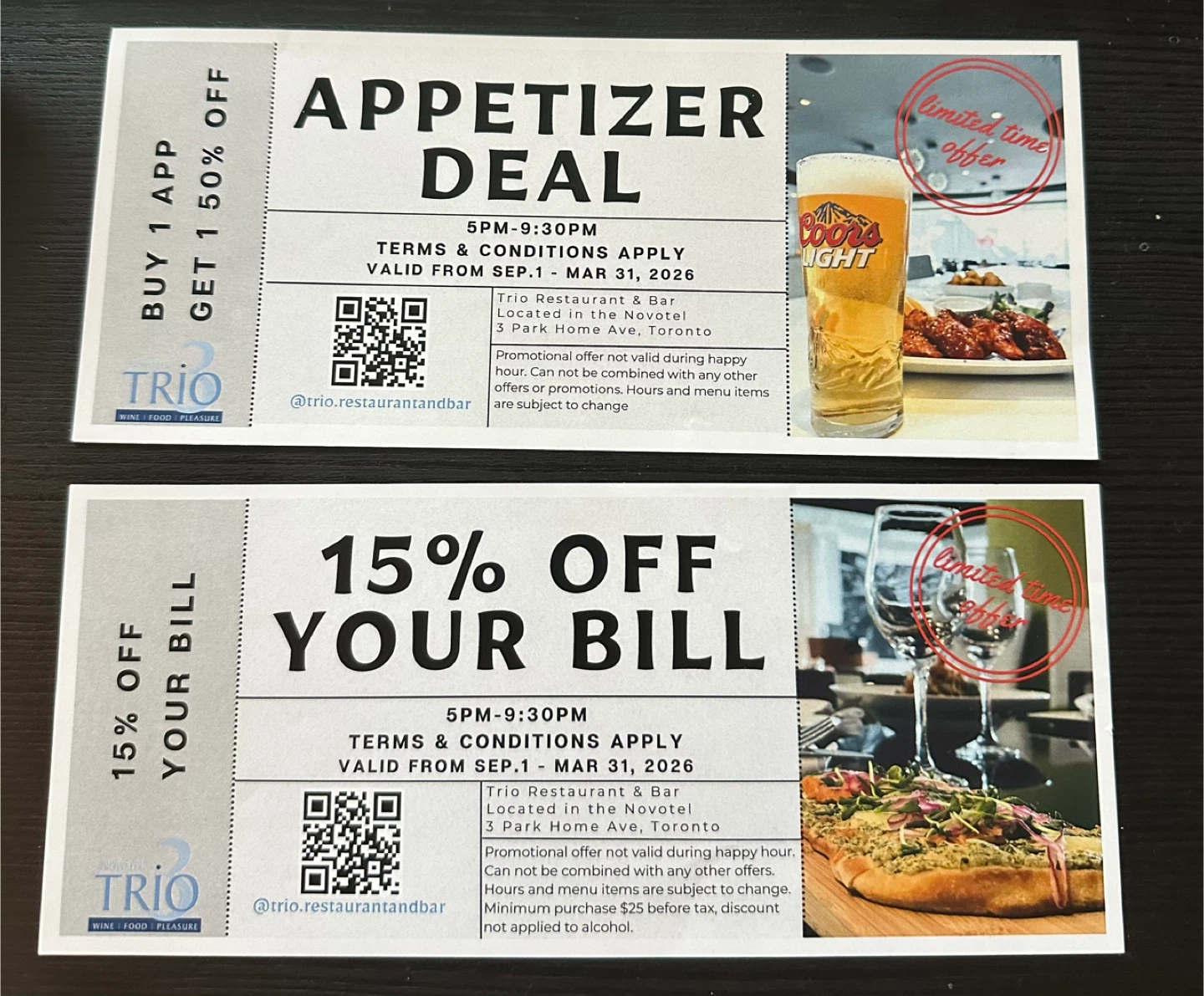 Trio Restaurant & Bar Coupons - Appetizer Deal & 15% Off