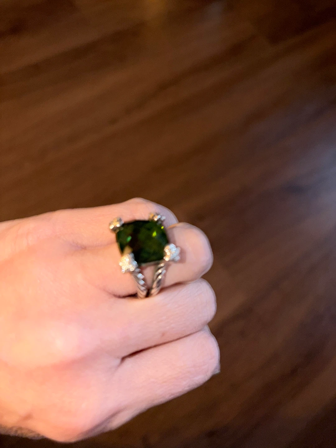 DAVID YURMAN Cushion On Point Prasiolite Diamond Ring Size 5.25 - photo 2