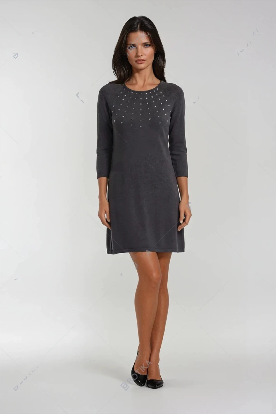 Nine West Grey Knit Dress S