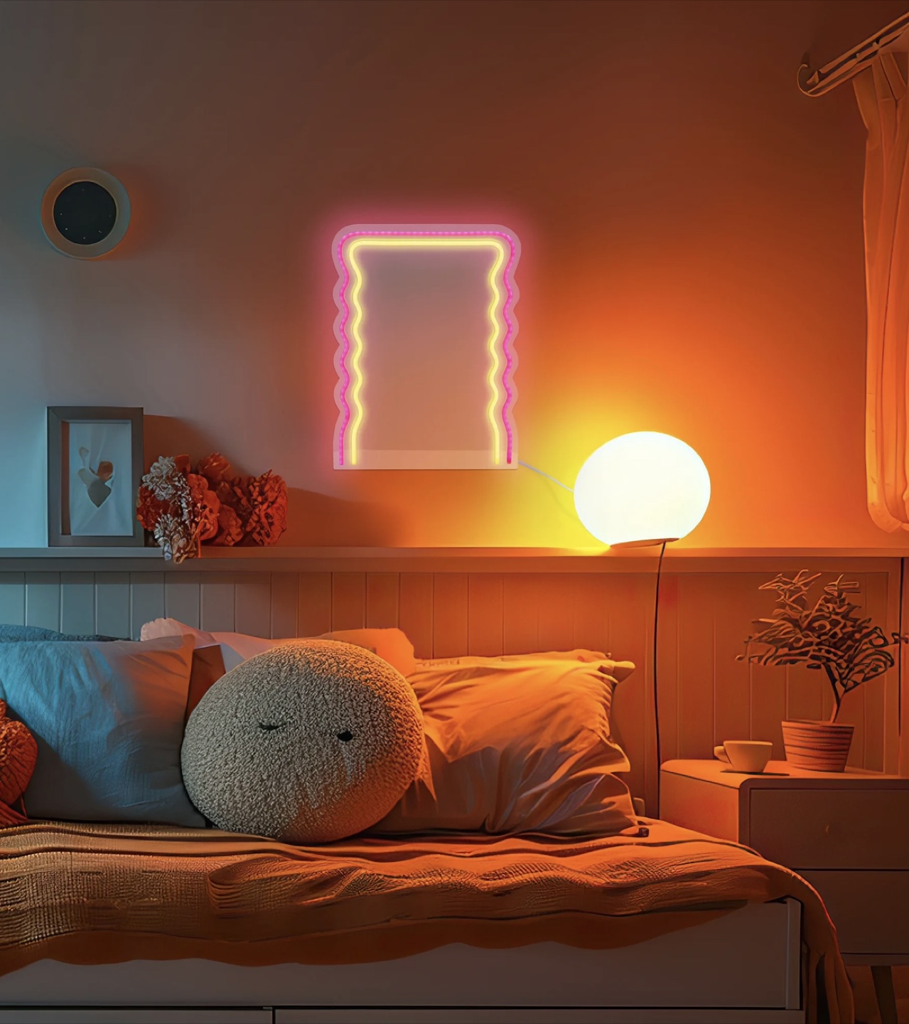 Mirror with wavy neon lights - photo 2