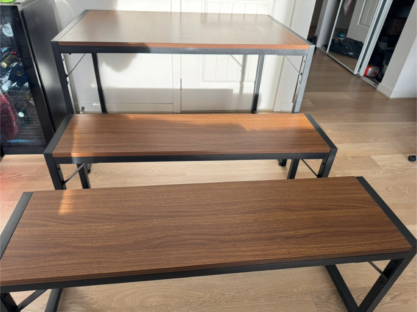 3-Tier Brown & Black Table/Bench Set