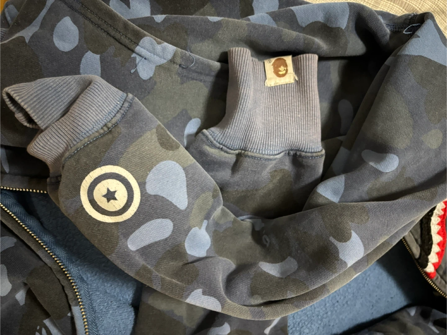 BAPE Blue Camo Shark Full Zip Hoodie - photo 2