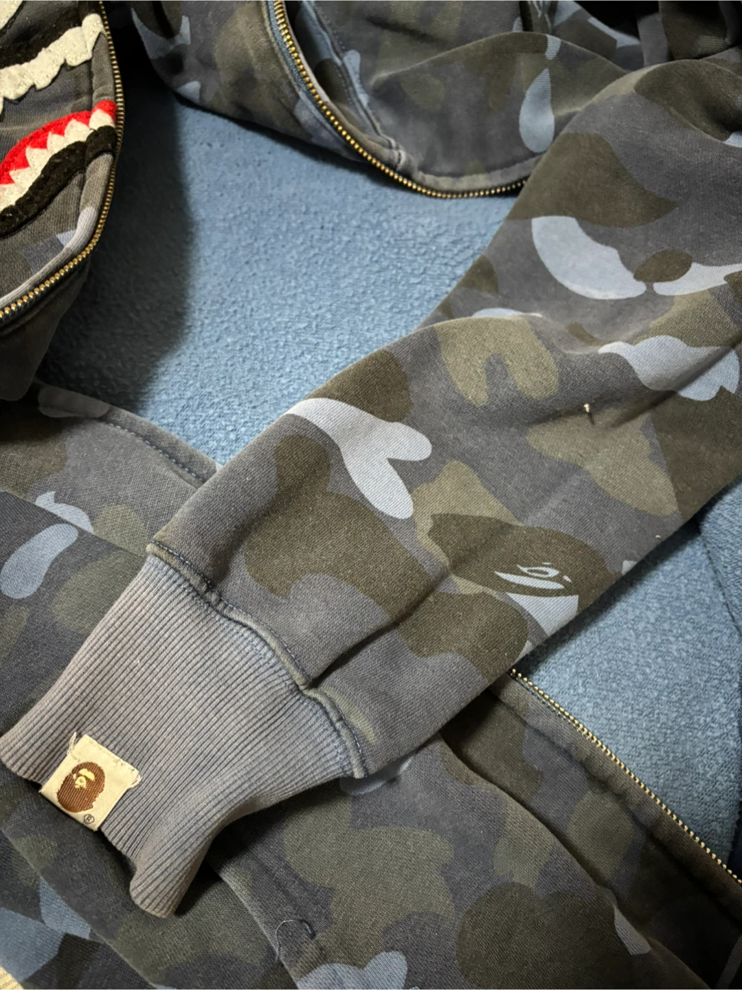 BAPE Blue Camo Shark Full Zip Hoodie - photo 3