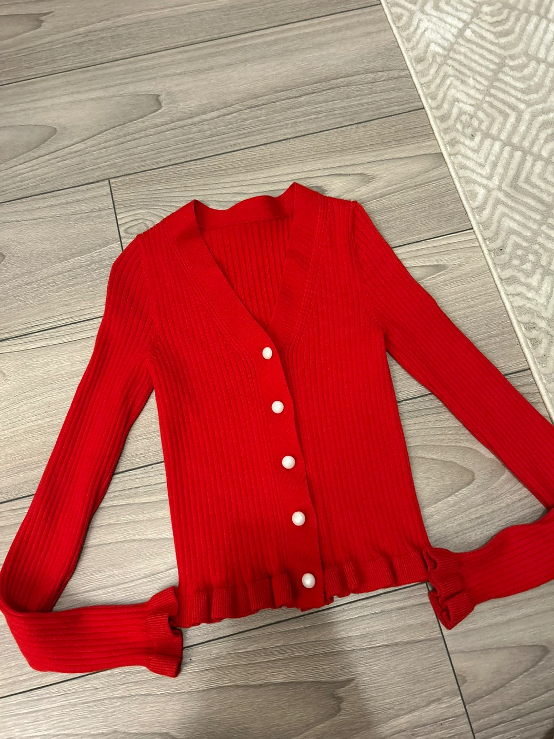 Red Button-Down Cardigan