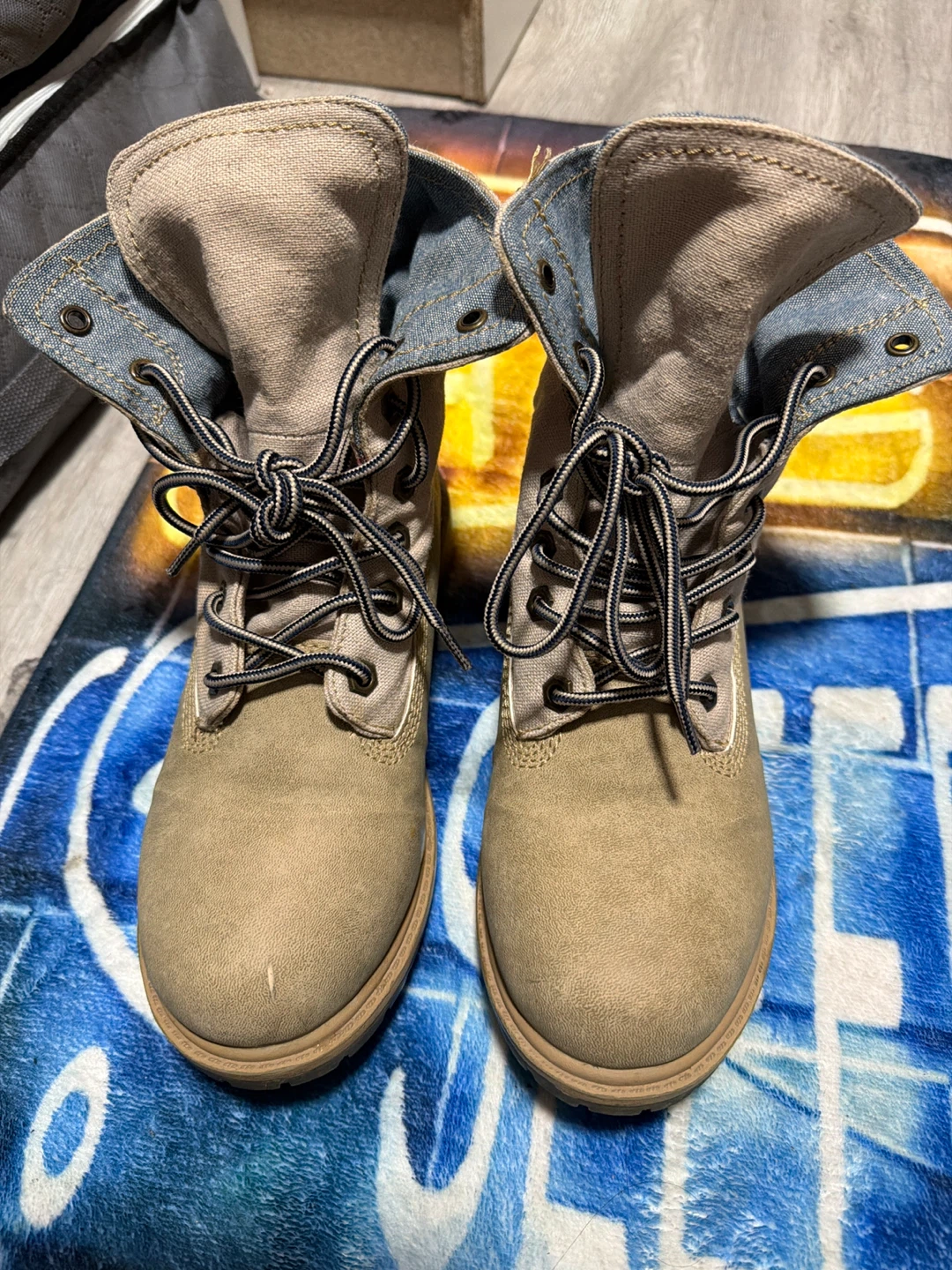 Esprit Boots - Size 7.5M - Tan and Denim