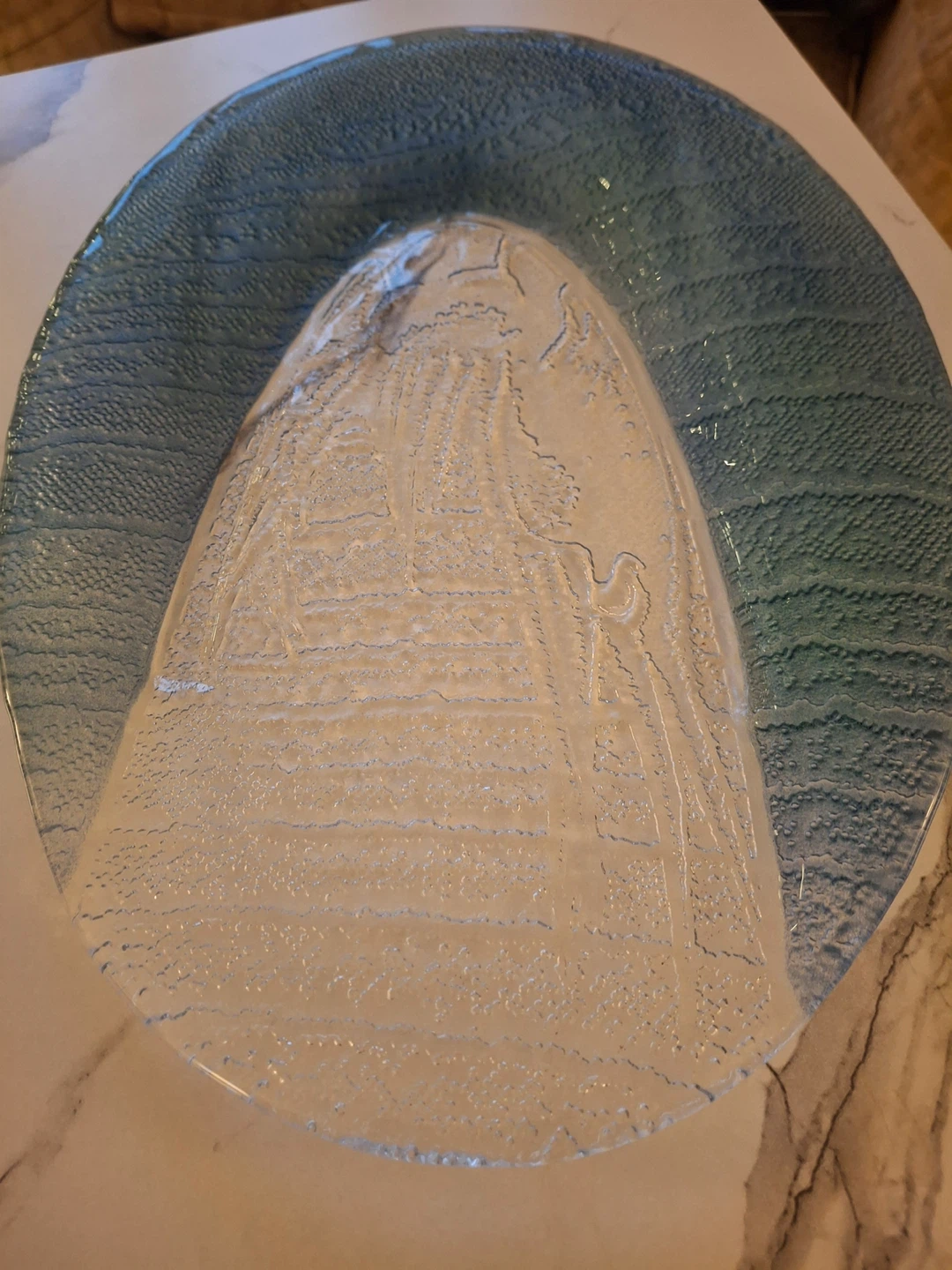 Platter with textured look - blue and clear - photo 4