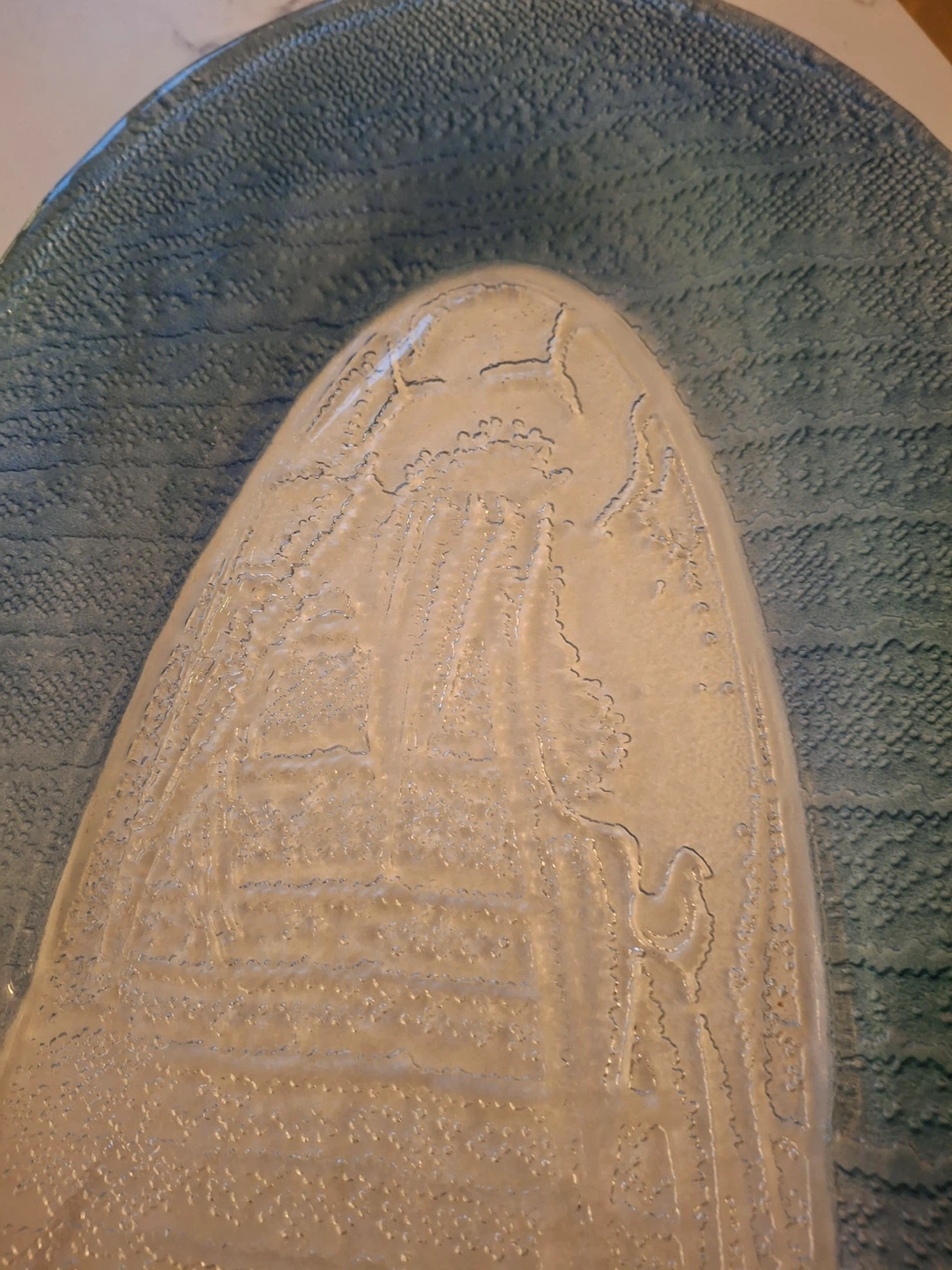 Platter with textured look - blue and clear - photo 5