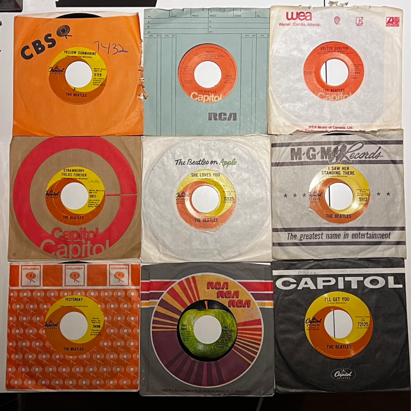 The Beatles 45 RPM Vinyl Records