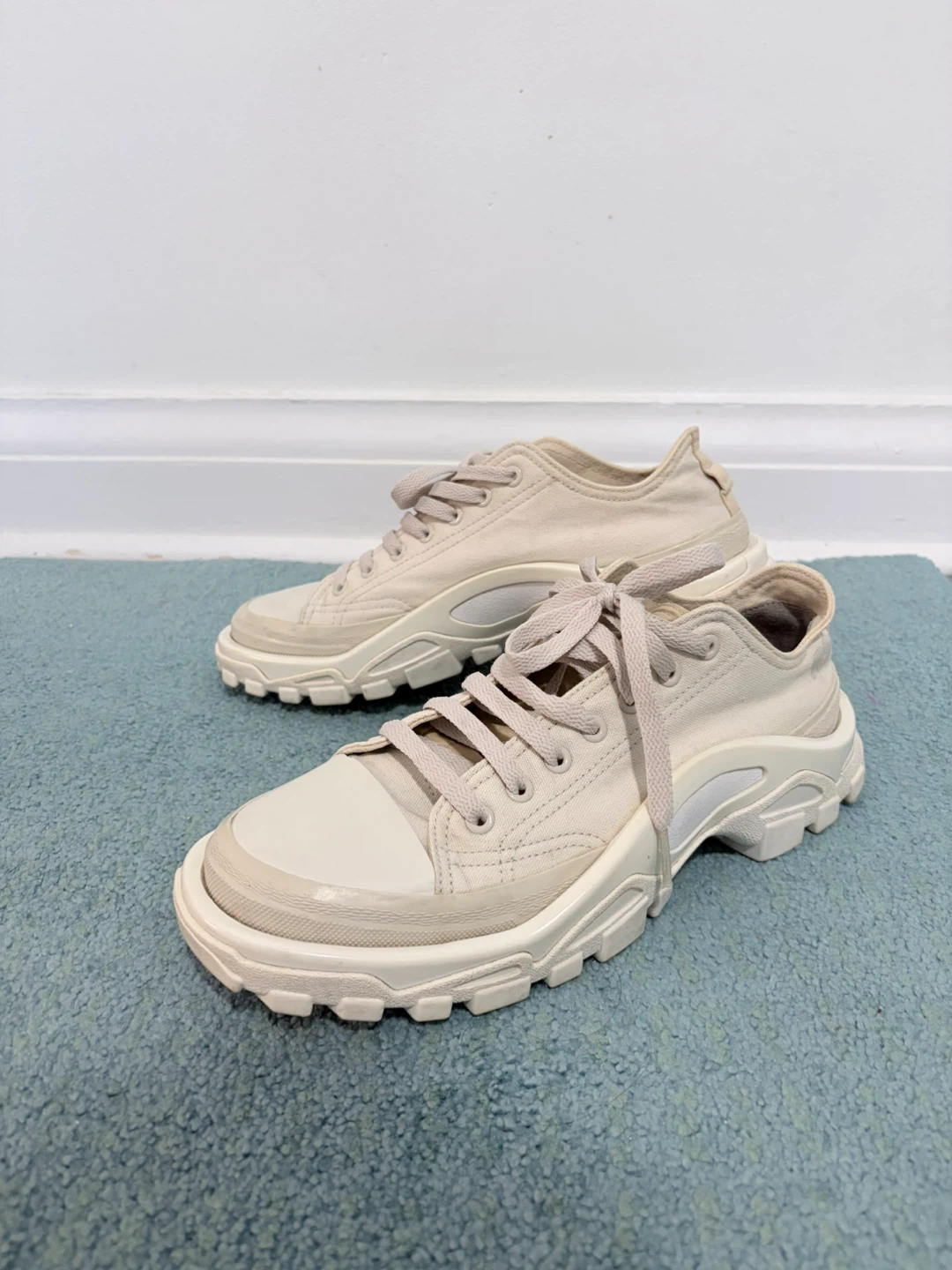 Adidas x Raf Simons Cream Canvas Sneakers US 8