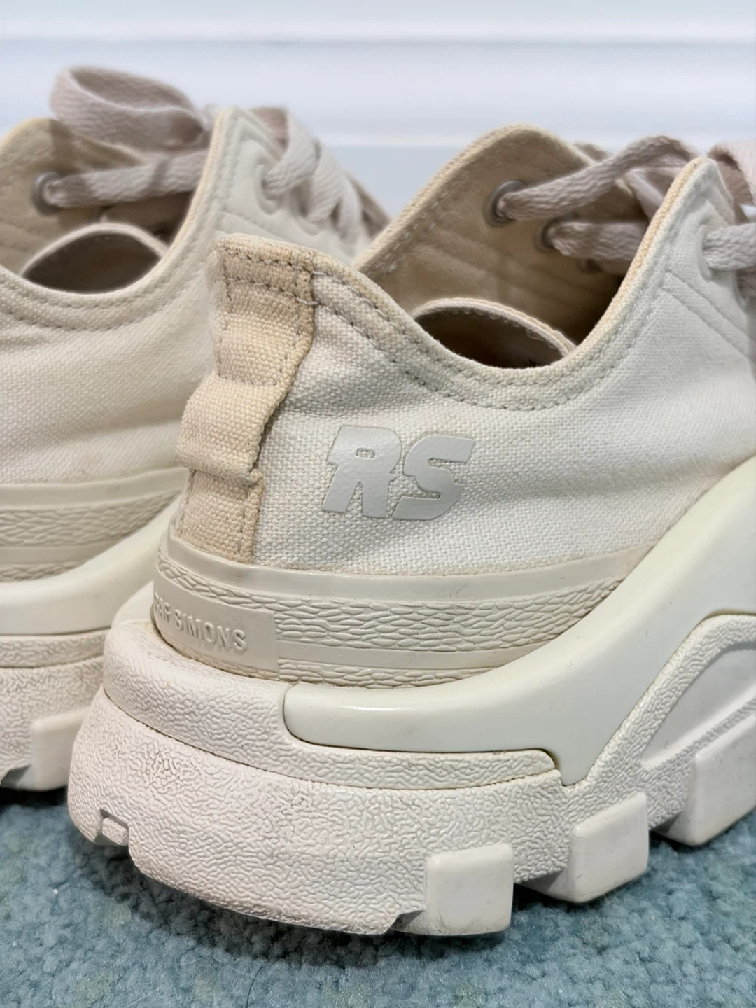 Adidas x Raf Simons Cream Canvas Sneakers US 8 - photo 2