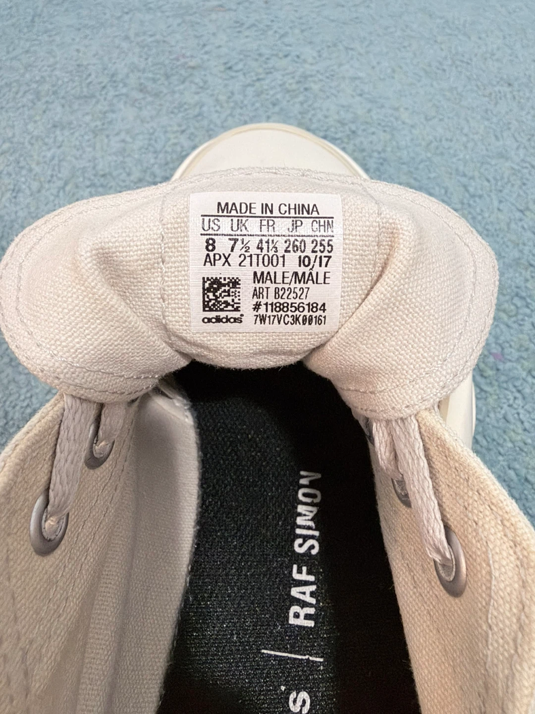 Adidas x Raf Simons Cream Canvas Sneakers US 8 - photo 4