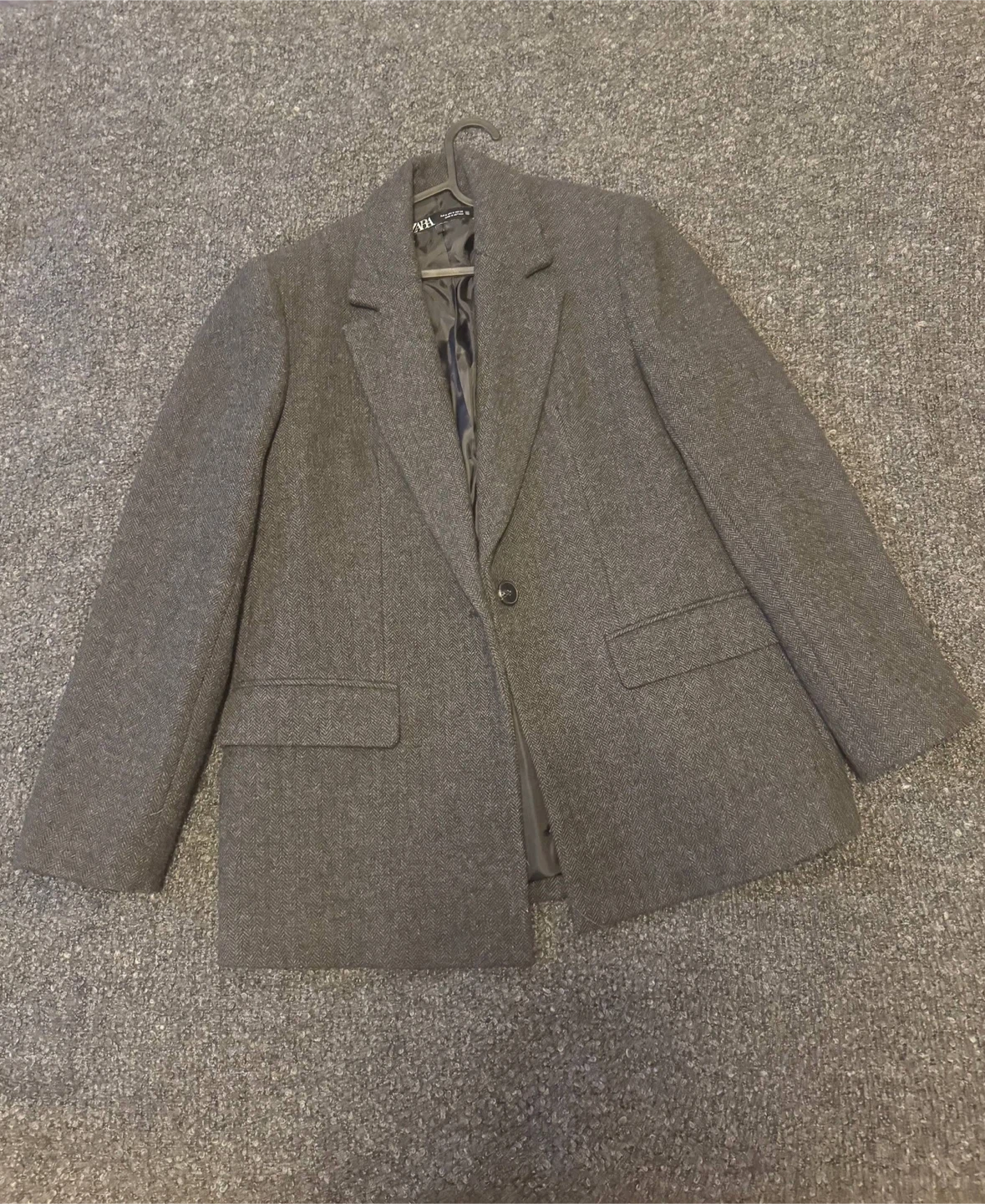 Zara Grey Wool Blend Coat - Size M