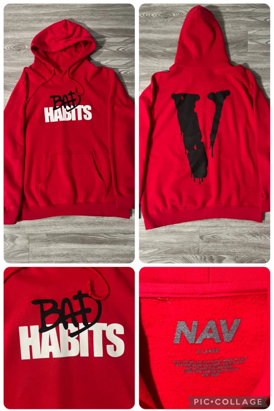 BRAND NEW NAV x Vlone “Bad Habits” Red Hoodie - XL