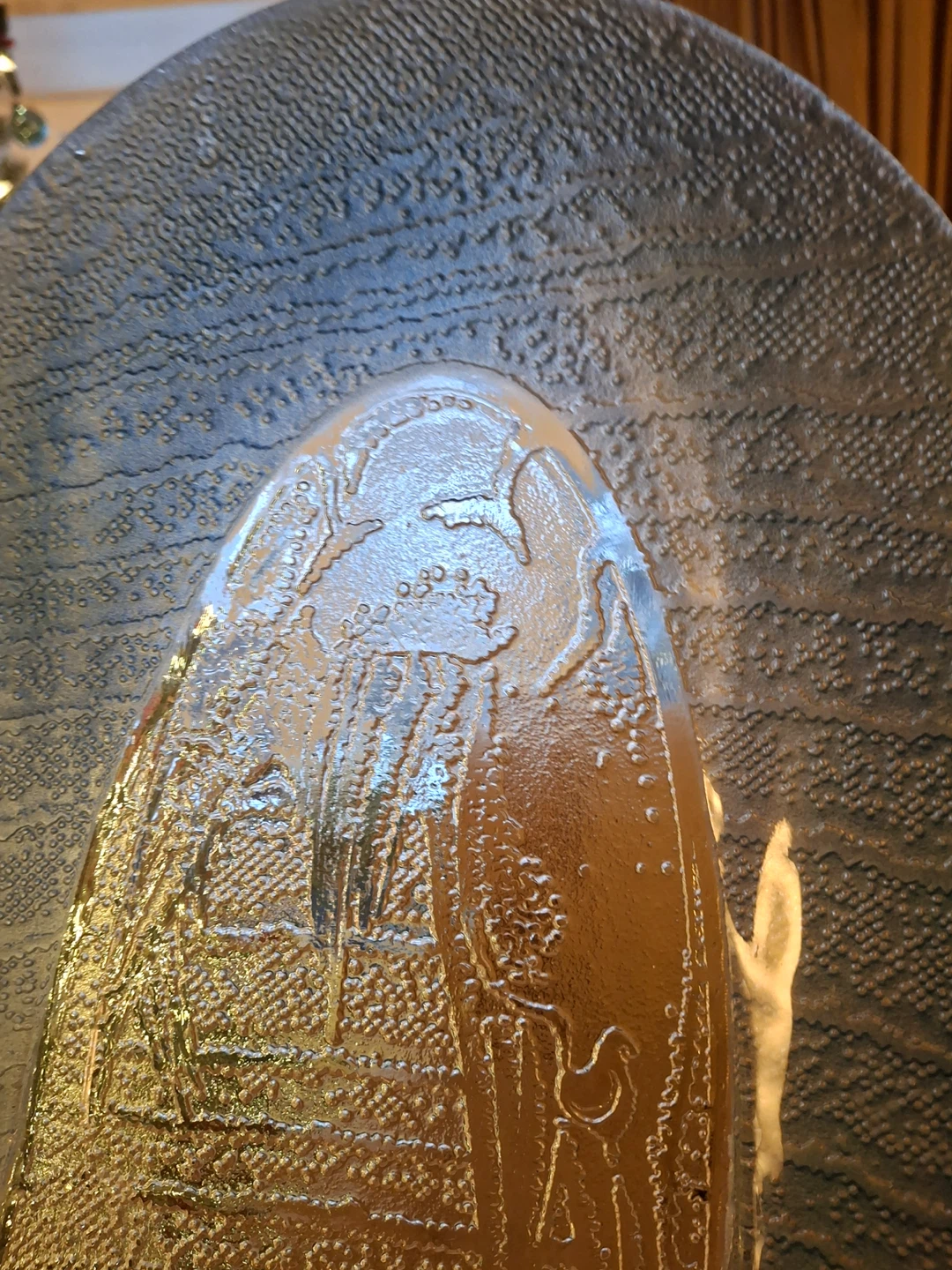 Platter with textured look - blue and clear - photo 3