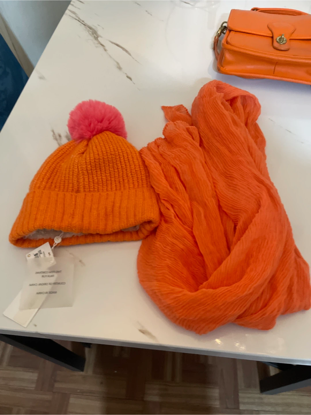 Orange Hat and Scarf Set