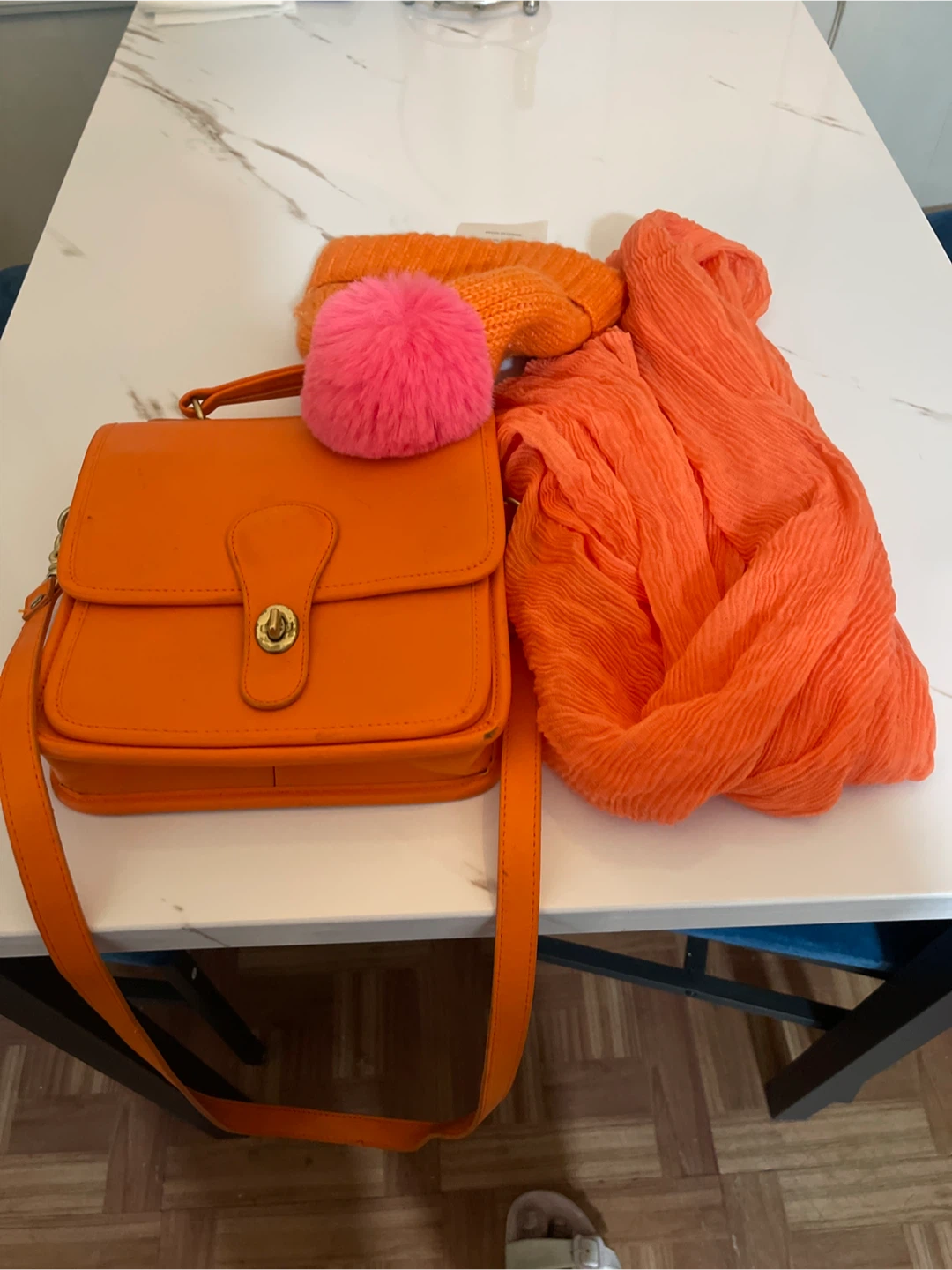 Coach Orange Leather Satchel Bag