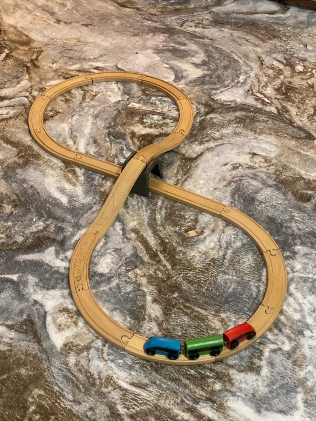 Wooden Train Set with Tracks & Bridge