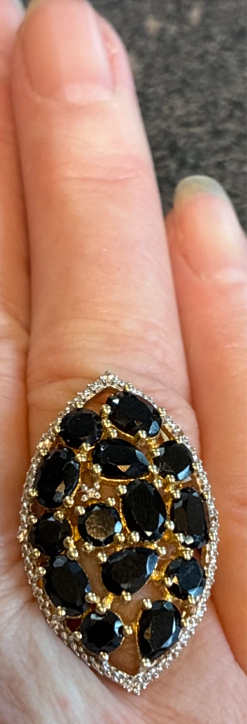 New Large Sterling Silver Black Onyx & Topaz Ring - photo 2