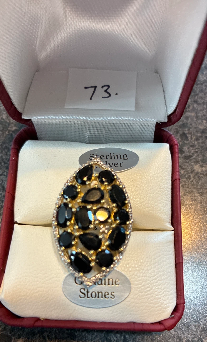 New Large Sterling Silver Black Onyx & Topaz Ring - photo 4